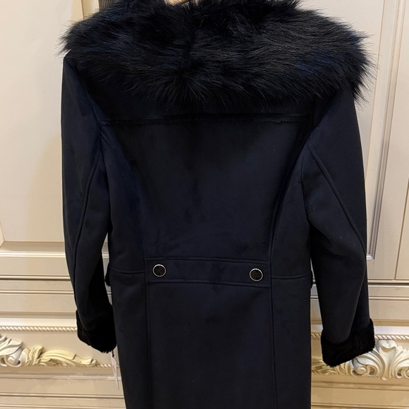 IVANKA TRUMP BLACK COAT WITH FAUX FUR TRIM SIZE M - Picture 13 of 15
